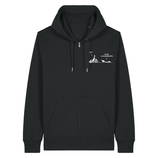 Wandergruppe Zipper Hoodie Schwarz Front