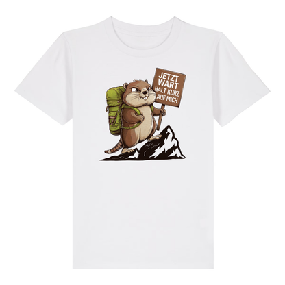 Warte Kurz Kinder T-Shirt Weiß Front
