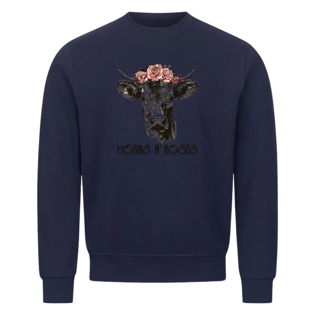 Horns N´ Roses Sweatshirt Navy Front