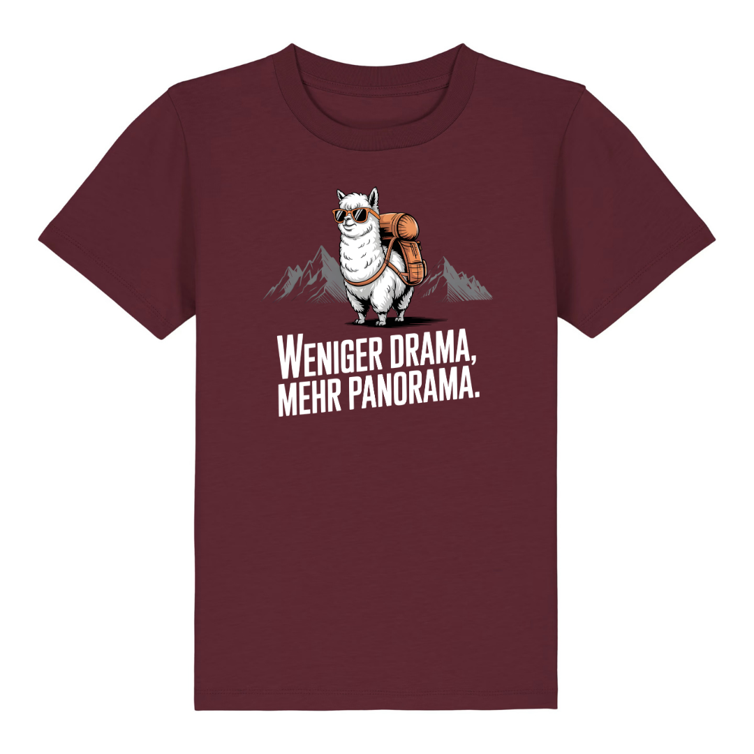 Weniger Drama Kinder T-Shirt Burgunder Front