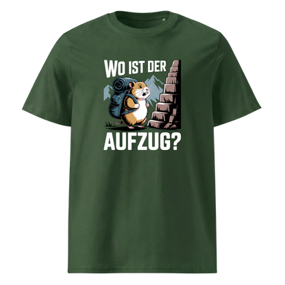 Wo ist der Aufzug T-Shirt Unisex mit Wander-Spruch, Detailansicht