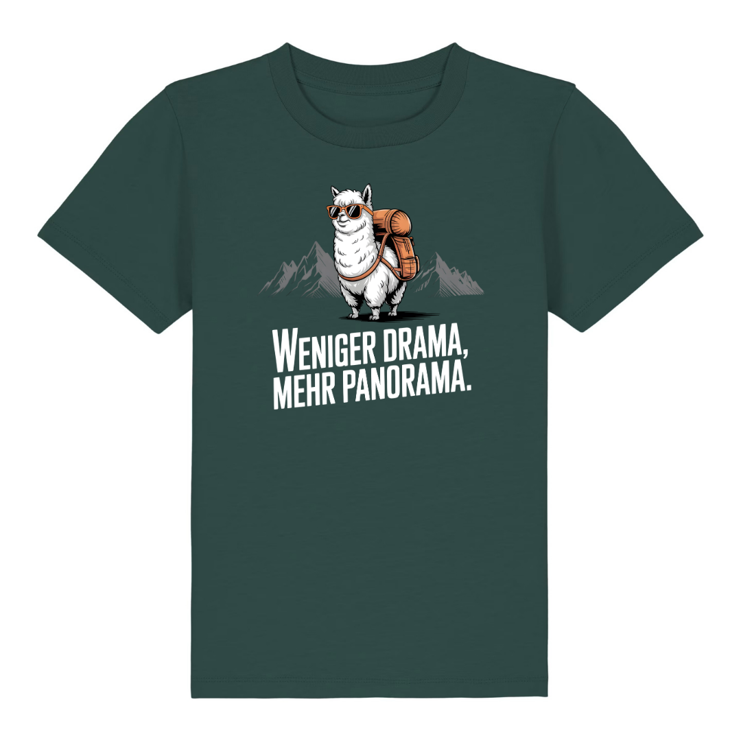 Weniger Drama Kinder T-Shirt Grün Front