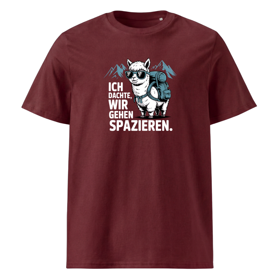 Ich dachte wir gehen spazieren T-Shirt Unisex mit Wander-Spruch, Print Nahaufnahme
