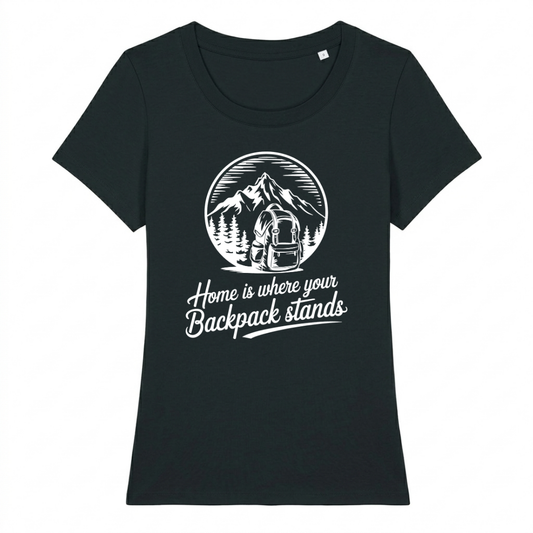 Home Frauen Shirt mit Berg-Spruch, Frontansicht