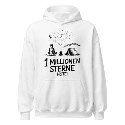 Sternehotel Hoodie mit Berg-Spruch, Motivdetail