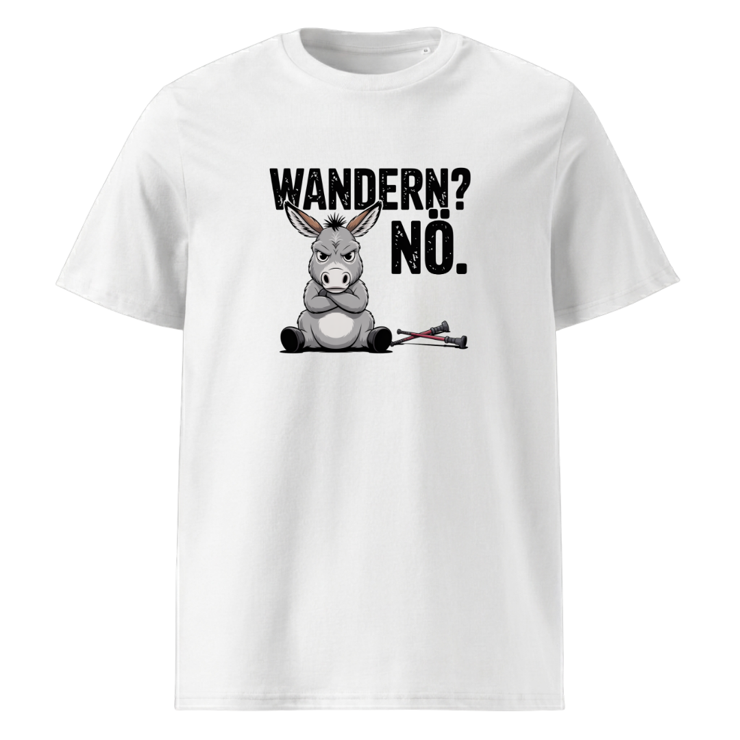Wandern Nö T-Shirt Unisex mit Anti-Wander-Spruch, Motivdetail