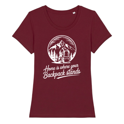 Home Frauen Shirt mit Berg-Spruch, Print Nahaufnahme