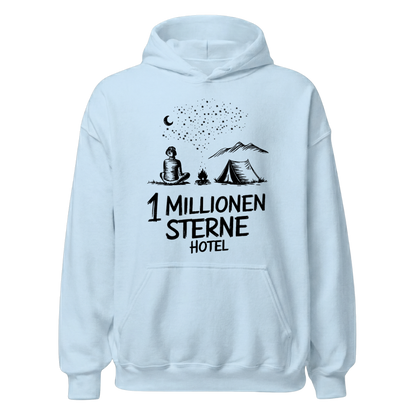 Sternehotel Hoodie mit Berg-Spruch, Print Nahaufnahme