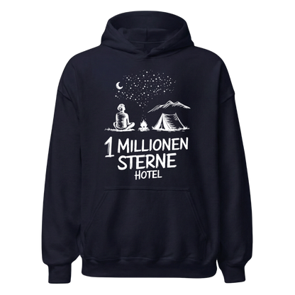 Sternehotel Hoodie mit Berg-Spruch, Designdetail