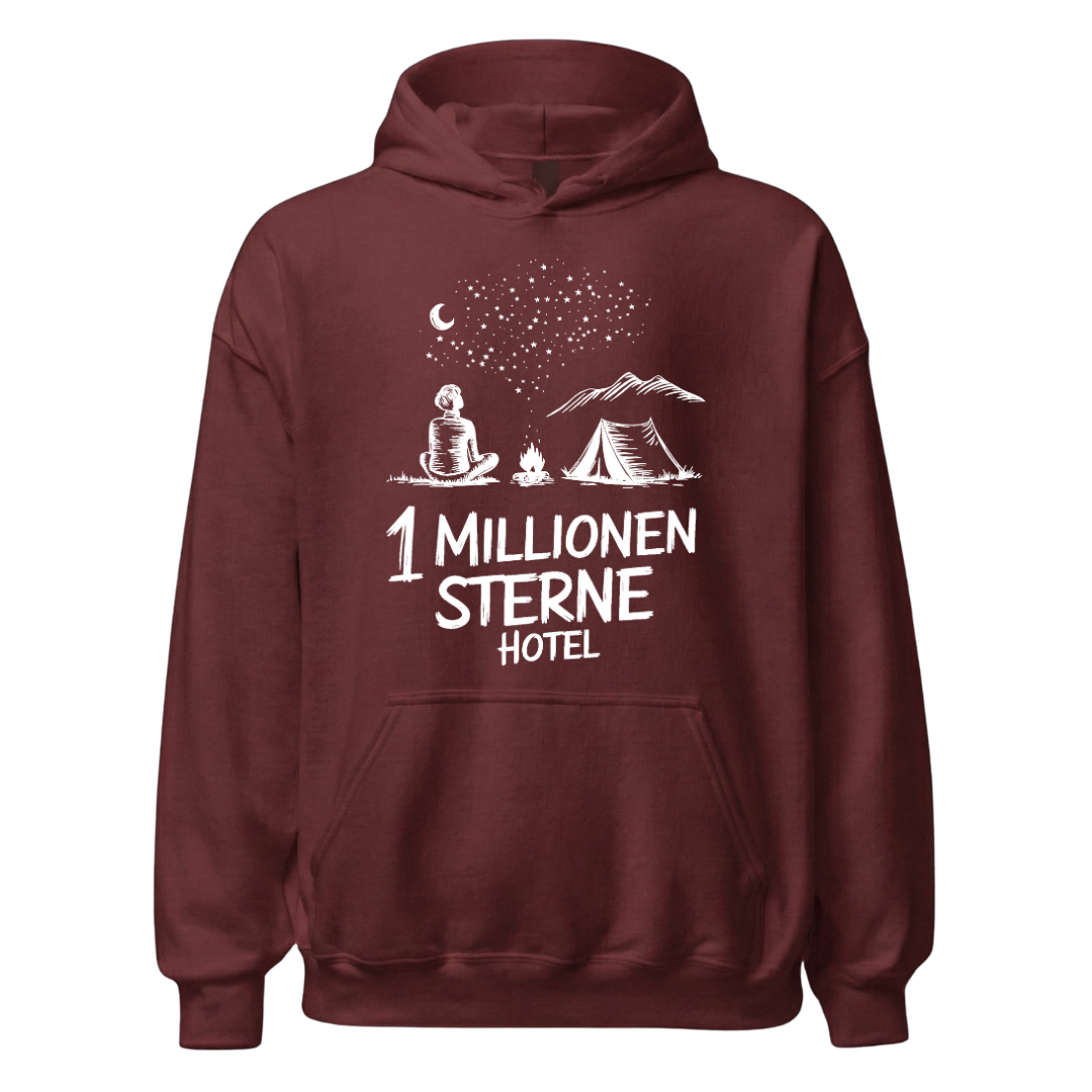 Sternehotel Hoodie mit Berg-Spruch, Detailansicht
