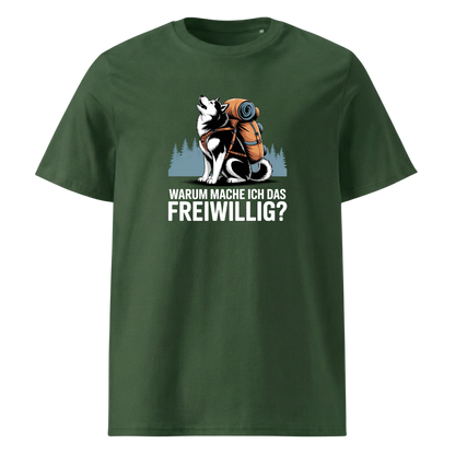Freiwillig T-Shirt Unisex mit Wander-Spruch, Detailansicht