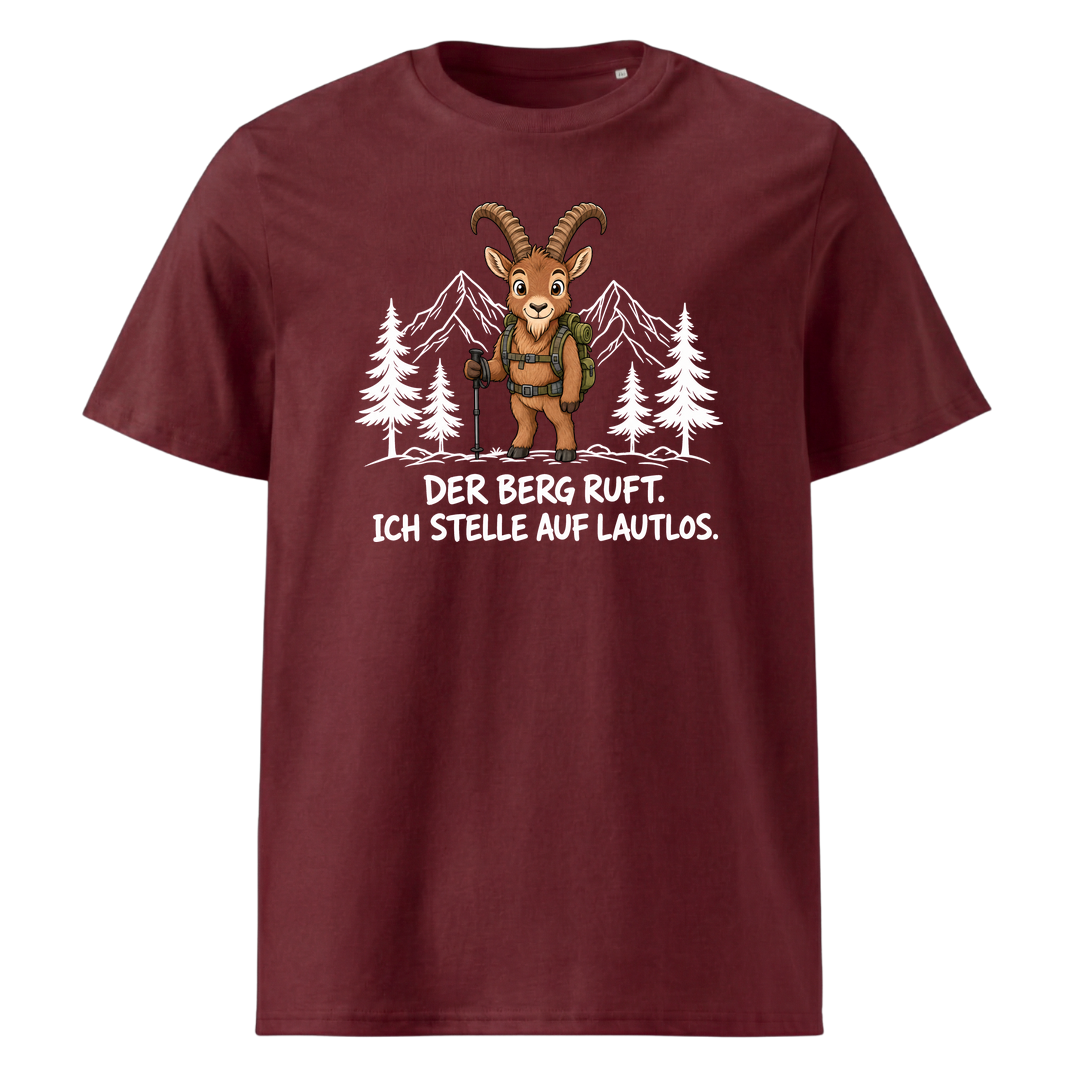Berg ruft lautlos Steinbock T-Shirt Unisex Burgunder