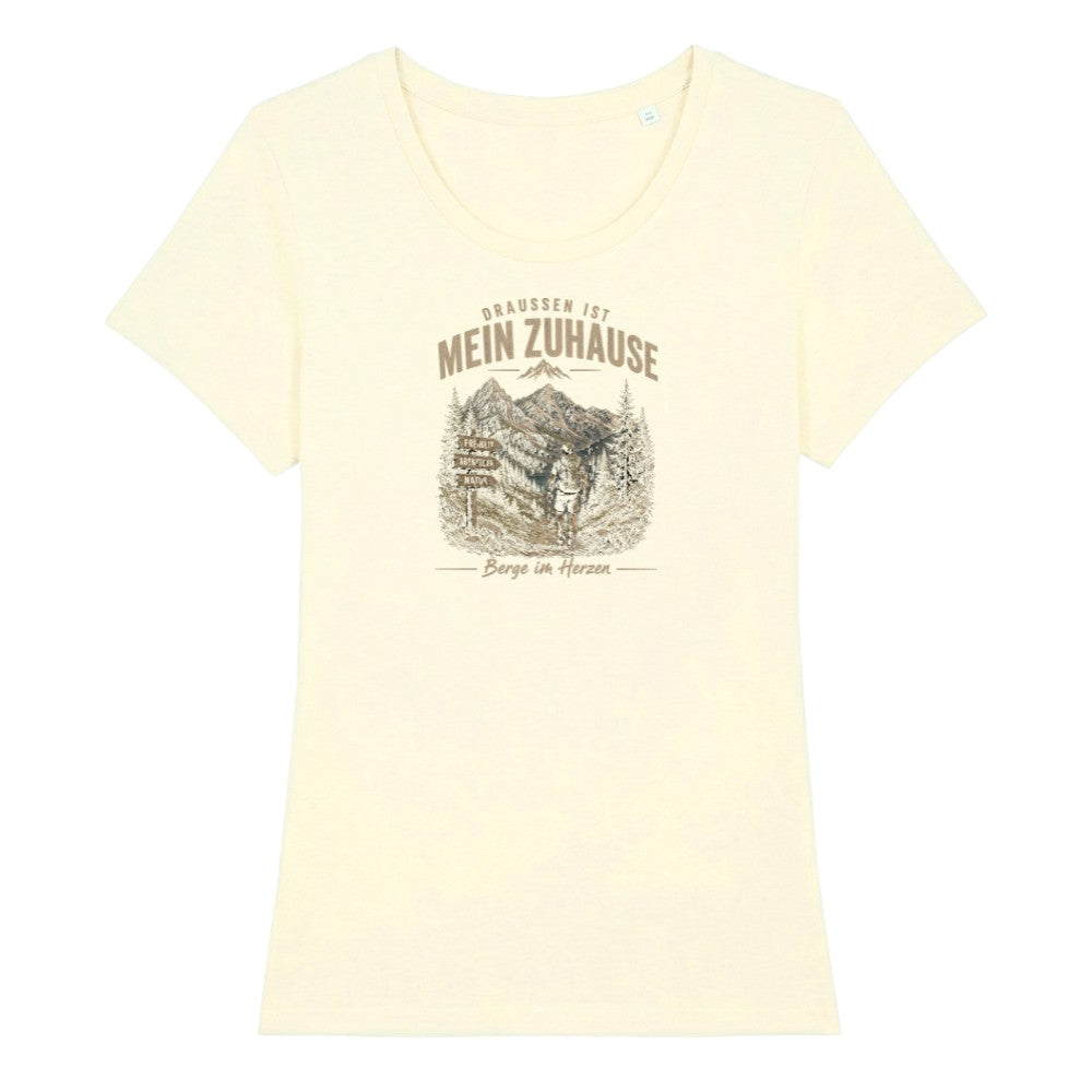 Draussen ist mein Zuhause Frauenshirt in Beige, Kraxelgaudi