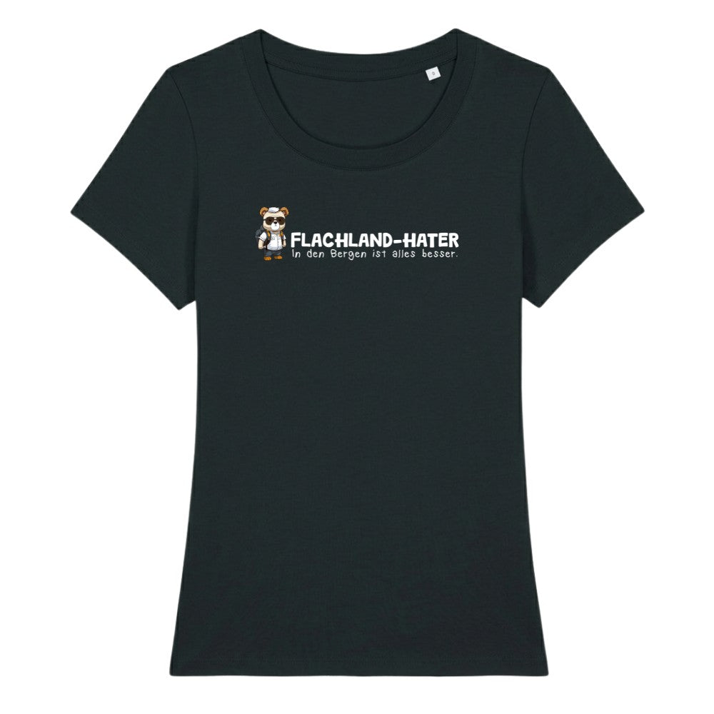 Flachland Hater Frauenshirt in Schwarz, Kraxelgaudi