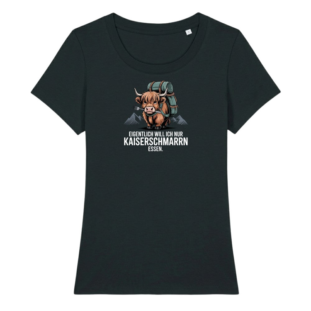 Kaiserschmarrn Rind Frauenshirt in Schwarz, Kraxelgaudi