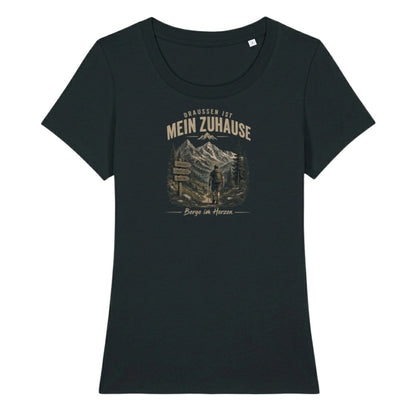 Draussen ist mein Zuhause Frauenshirt in Schwarz, Kraxelgaudi