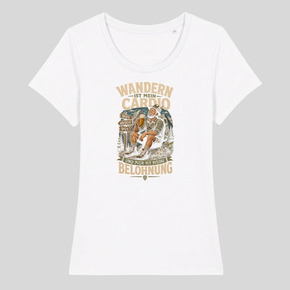 Wandern ist mein Cardio Frauenshirt in Weiß, Kraxelgaudi