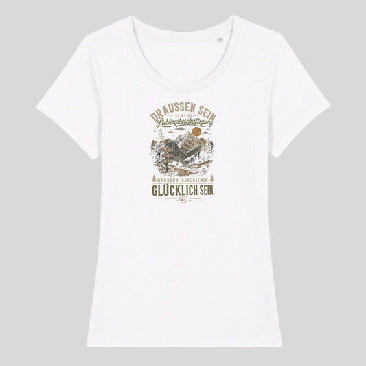 Lieblingsbeschäftigung Frauenshirt in Weiß, Kraxelgaudi