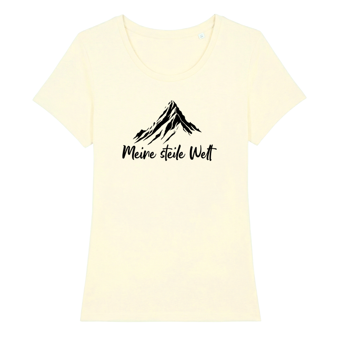 Meine Steile Welt Frauen Shirt mit Berg-Spruch, Farbvariante