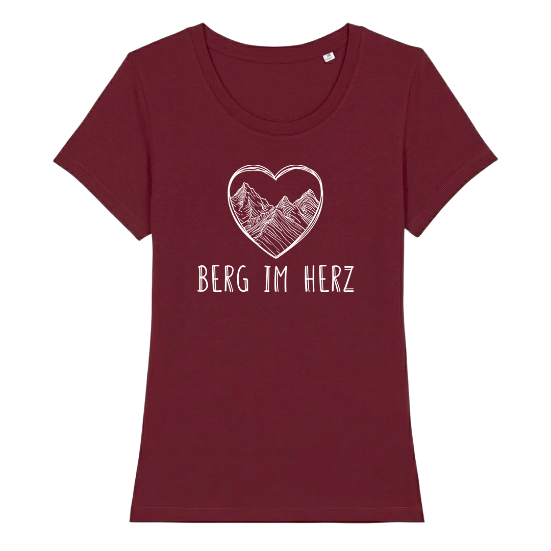 Berg im Herz Frauen Shirt mit Bergmotiv, Print Nahaufnahme