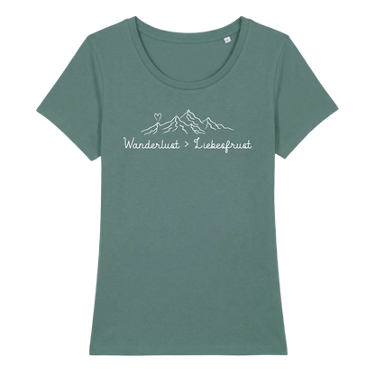 Wanderlust Frauen Shirt mit Wander-Motiv, Detailansicht