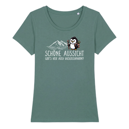 Schöne Aussicht Frauen Shirt mit Bergmotiv, Detailansicht
