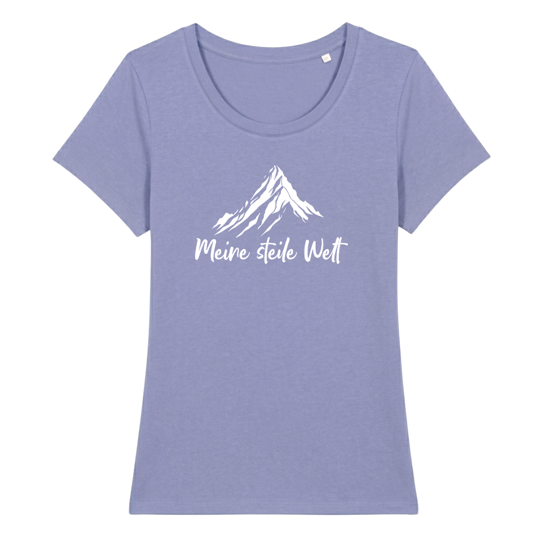 Meine Steile Welt Frauen Shirt mit Berg-Spruch, weitere Ansicht