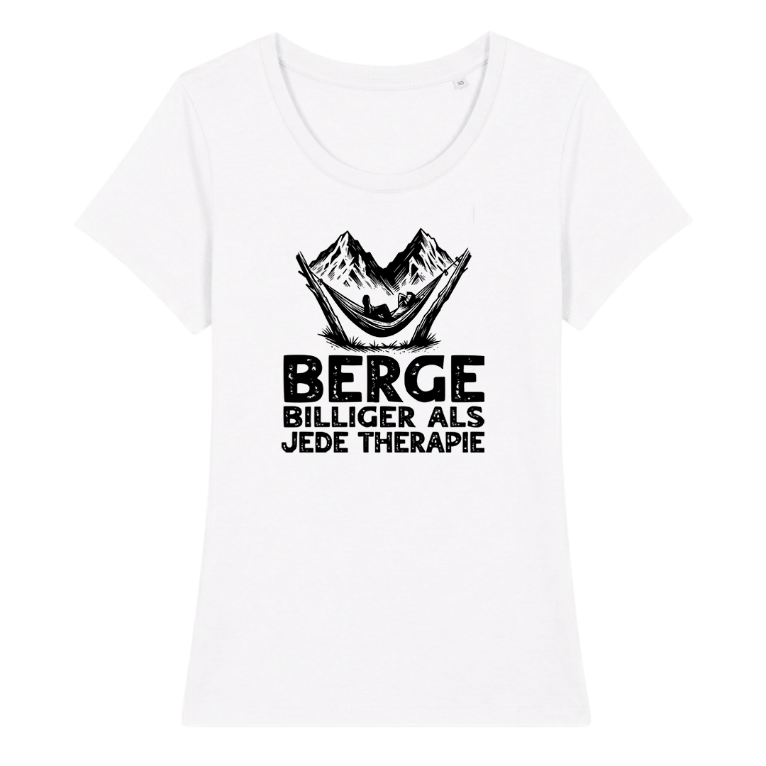 Bergtherapie Frauen Shirt mit lustigem Spruch, Motivdetail