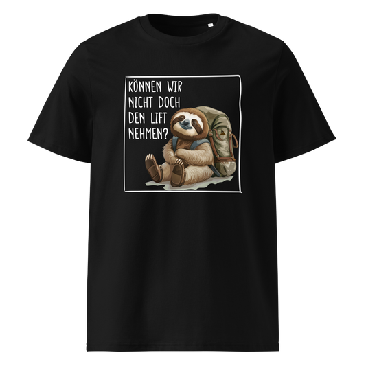 Lift T-Shirt Unisex mit Faultier-Motiv, Frontansicht
