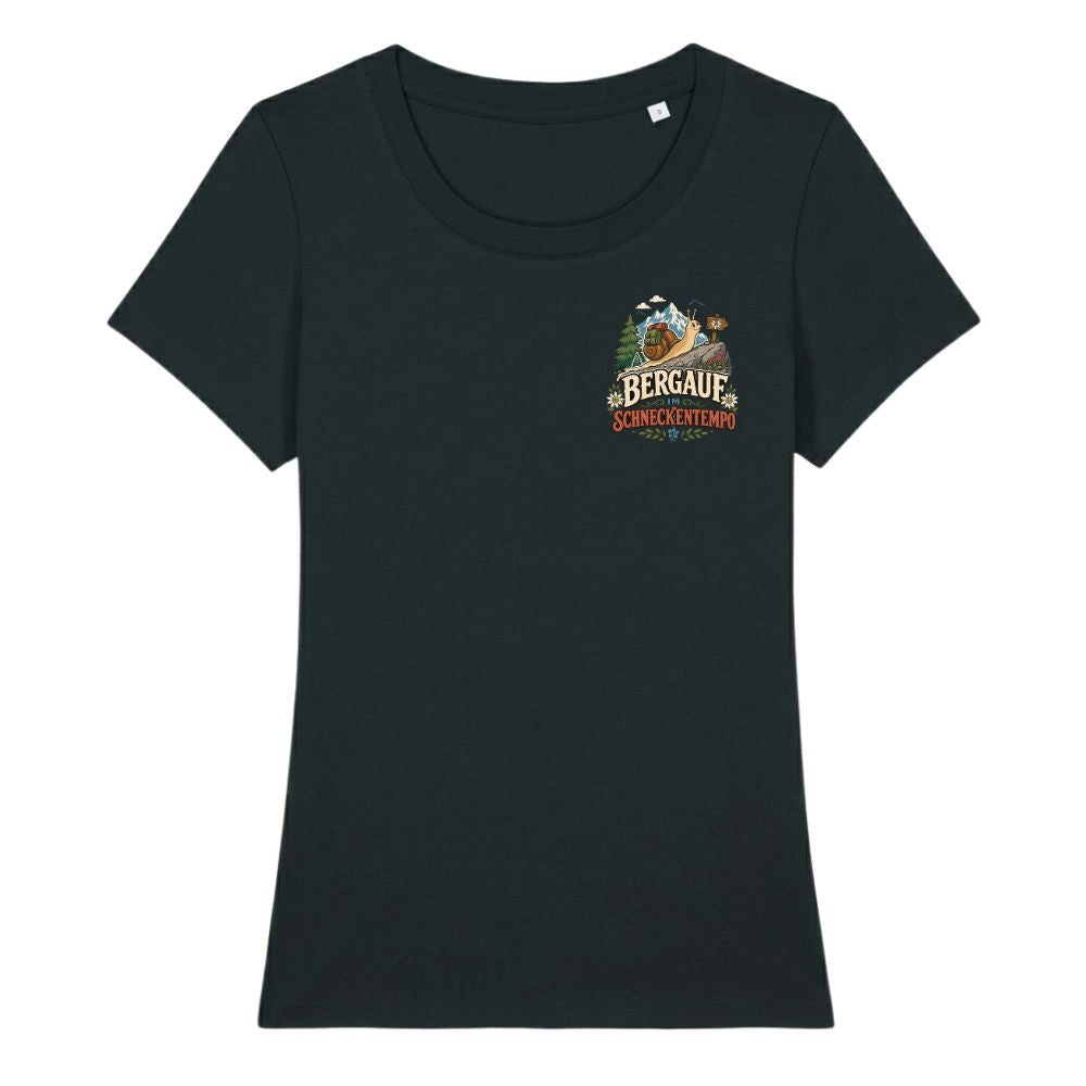 Bergauf im Schneckentempo Damenshirt mit Brustdruck, Kraxelgaudi