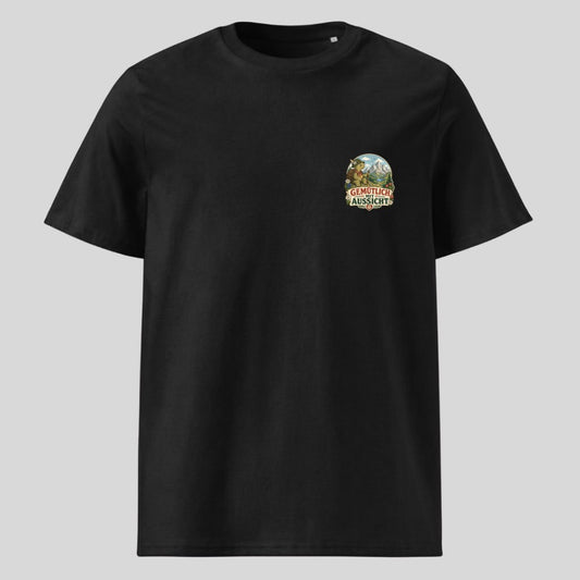 Gemütlich mit Aussicht Unisex T-Shirt mit Brustdruck, Kraxelgaudi