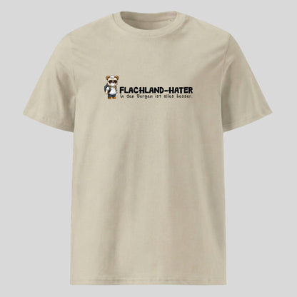 Flachland Hater Unisex T-Shirt in Beige, Kraxelgaudi