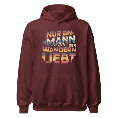 Nur ein Mann der Wandern liebt Hoodie Unisex mit Spruch, Detailansicht