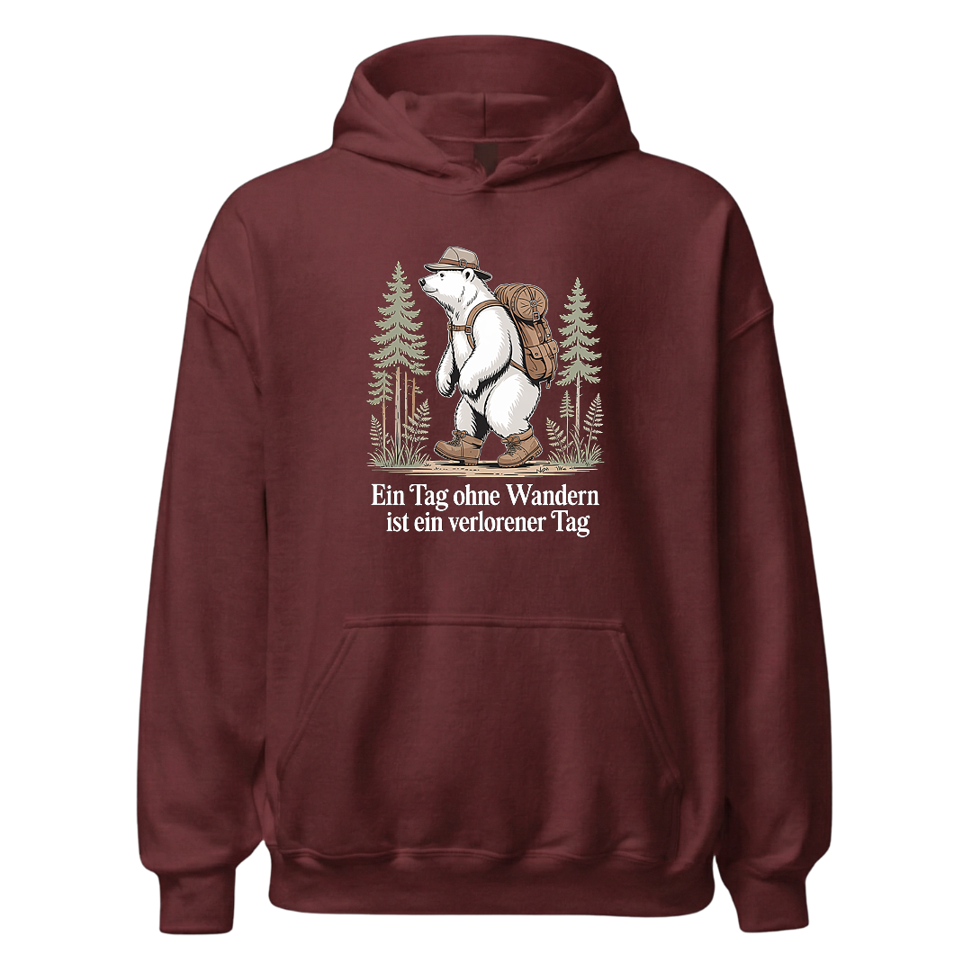 Ein Tag ohne Wandern Hoodie Unisex mit Spruch, Detailansicht
