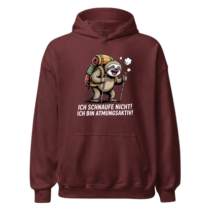 Atmungsaktiv Hoodie Unisex mit Wander-Spruch, Detailansicht