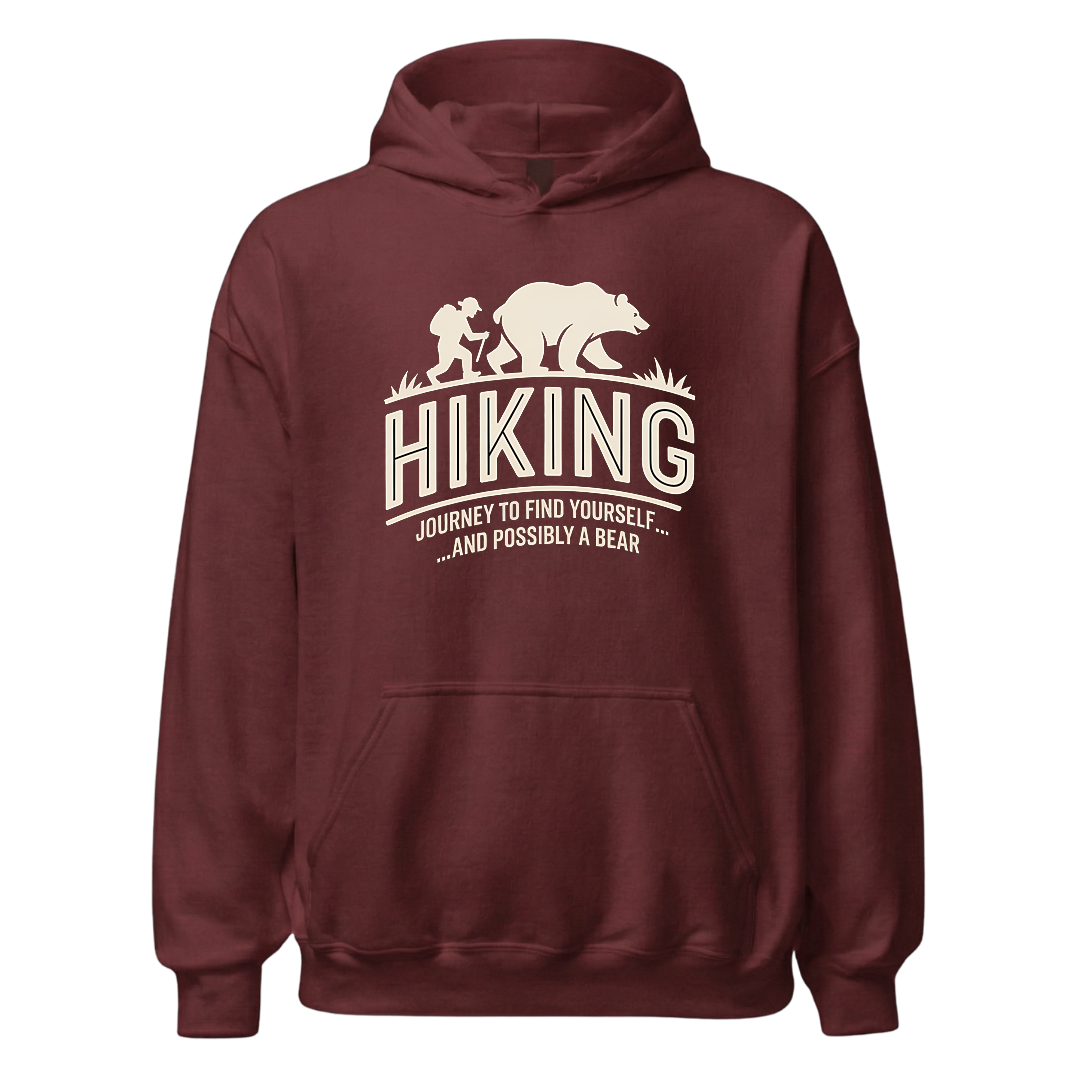 Hiking Journey Hoodie Unisex mit Wander-Motiv, Detailansicht