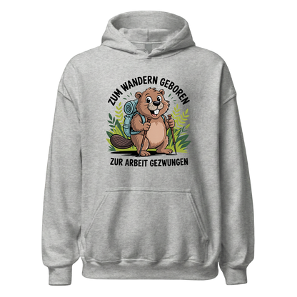 Zum Wandern geboren Hoodie Unisex mit Wander-Spruch, Rückansicht