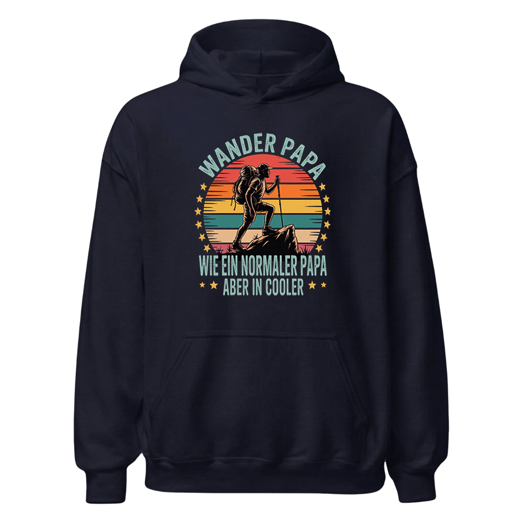 Wanderpapa Hoodie Unisex mit Wander-Motiv, Designdetail