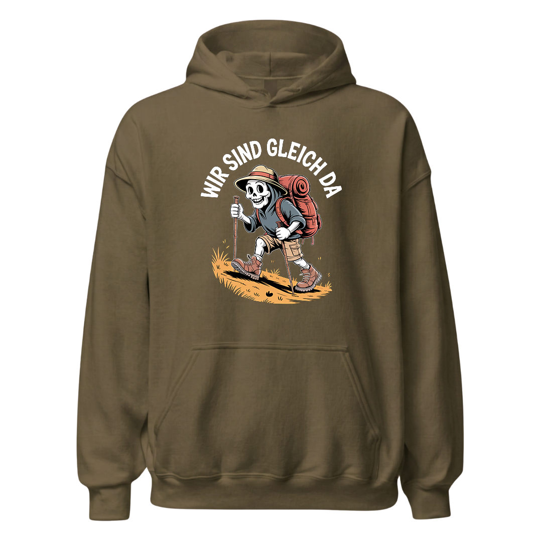 Wir sind gleich da Hoodie Unisex mit Skelett-Motiv, weitere Ansicht