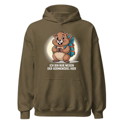 Wegen der Germknödel Hoodie Unisex mit Hütten-Spruch, weitere Ansicht