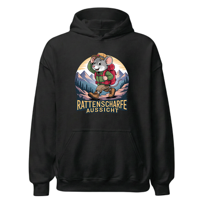 Rattenscharfe Aussicht Hoodie Unisex mit Berg-Motiv, Frontansicht