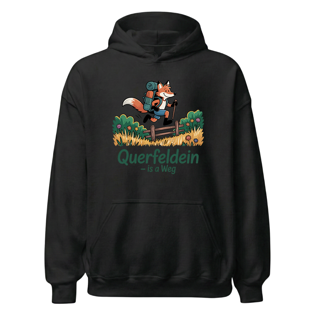 Querfeldein Fuchs Hoodie Unisex mit Fuchs-Motiv, Frontansicht