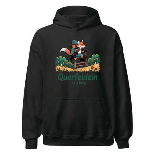 Querfeldein Fuchs Hoodie Unisex mit Fuchs-Motiv, Frontansicht