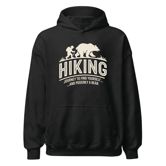 Hiking Journey Hoodie Unisex mit Wander-Motiv, Frontansicht