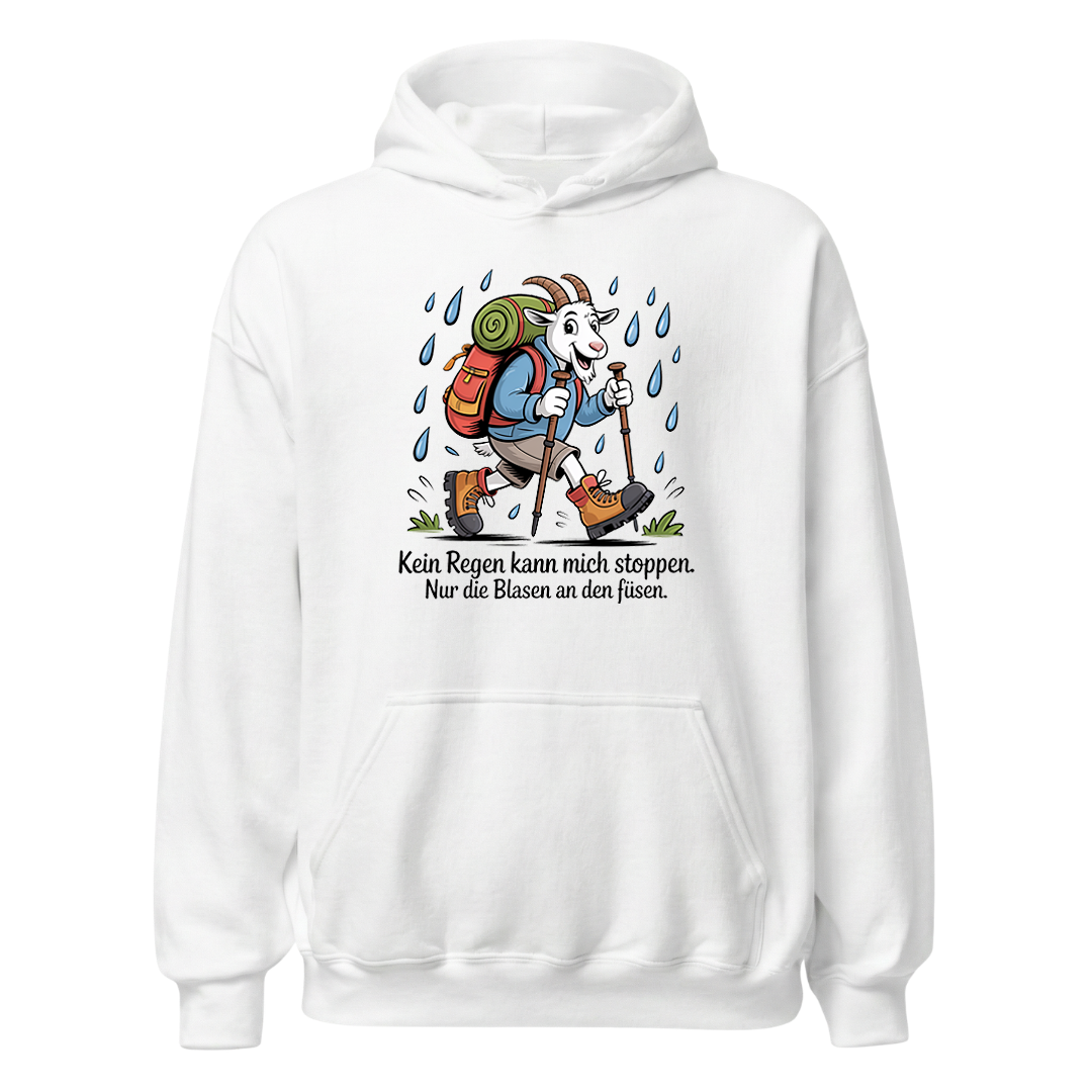 Kein Regen kann mich stoppen Hoodie Unisex mit Spruch, Motivdetail