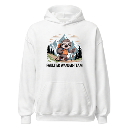 Faultier Wander-Team Hoodie Unisex mit Faultier-Motiv, Motivdetail