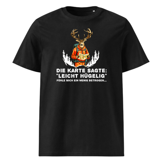 Leicht Hügelig T-Shirt Unisex mit Schriftzug, Frontansicht