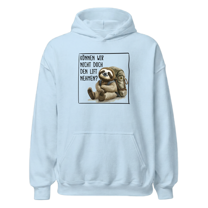 Lift Hoodie Unisex mit Faultier-Motiv, Print Nahaufnahme