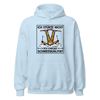 Schneequalität Hoodie mit Après-Ski-Spruch, Print Nahaufnahme