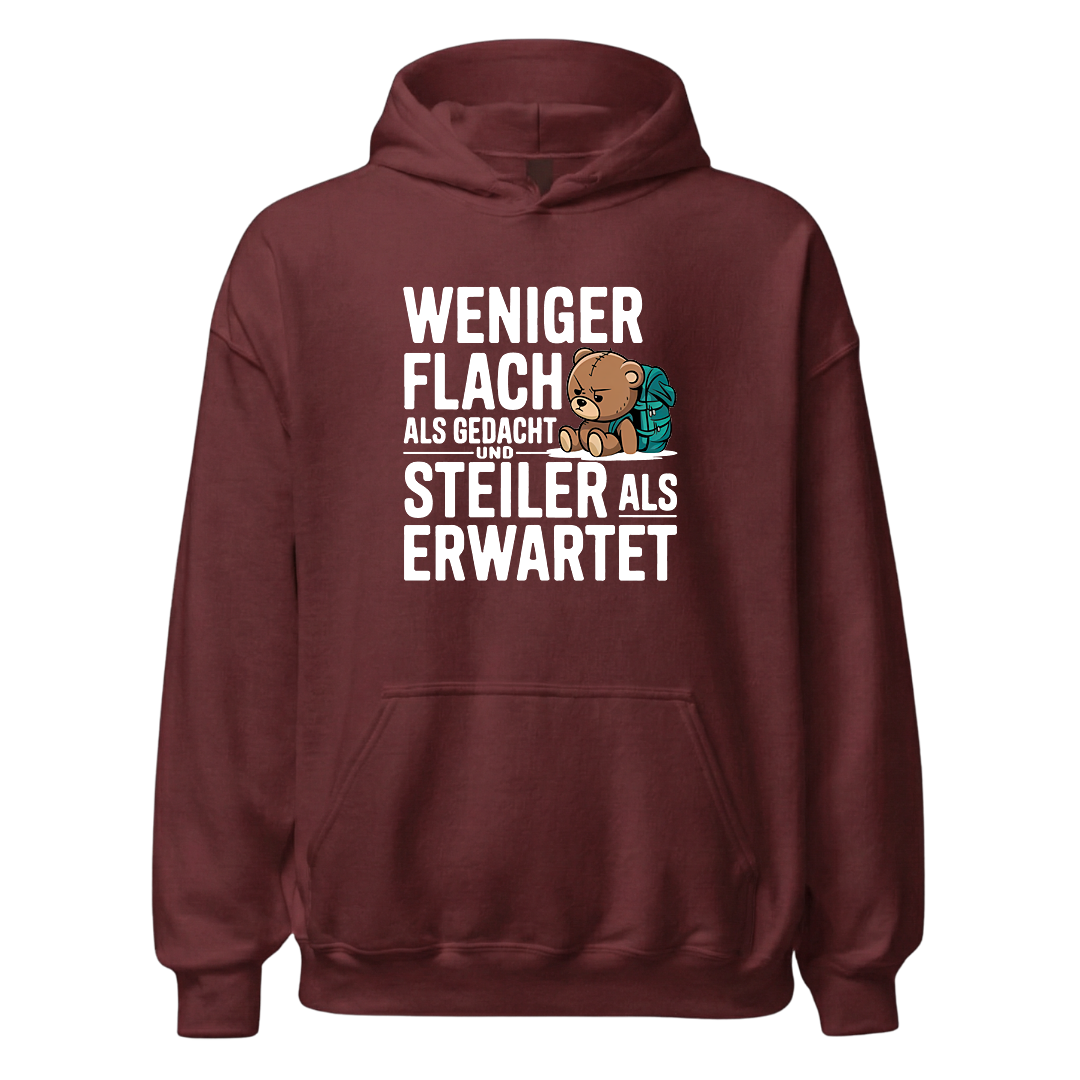 Steilzeit Hoodie mit Berg-Spruch, Detailansicht